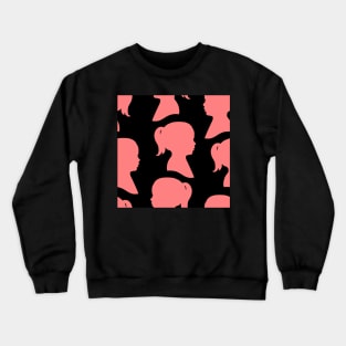 Girl Silhouette - Pink on Black Background Crewneck Sweatshirt